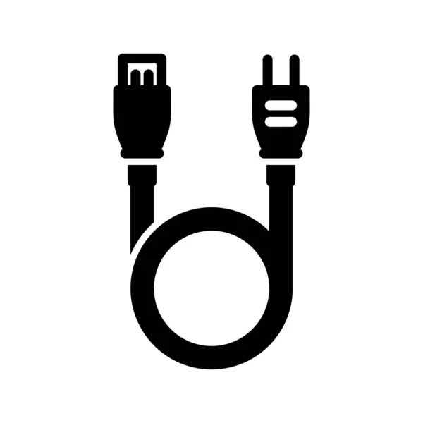 Glifo de cable de alimentación Icono — Vector de stock