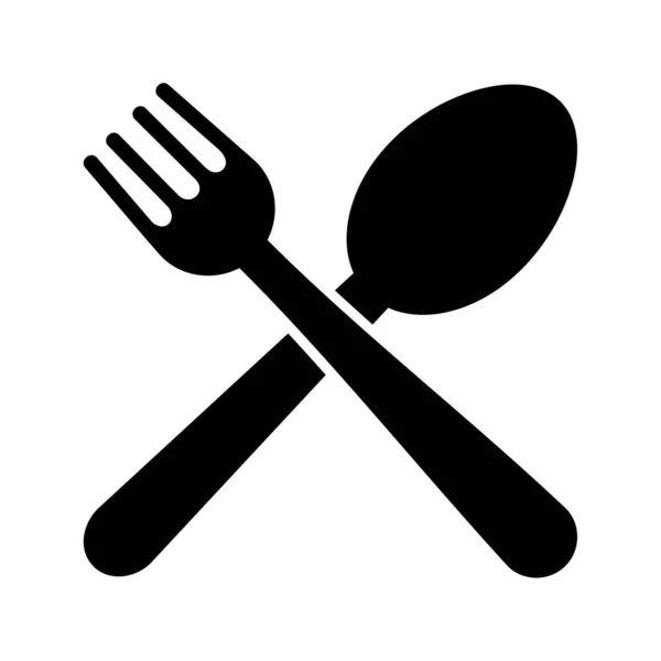 Icône glyphe fourchette et cuillère — Image vectorielle
