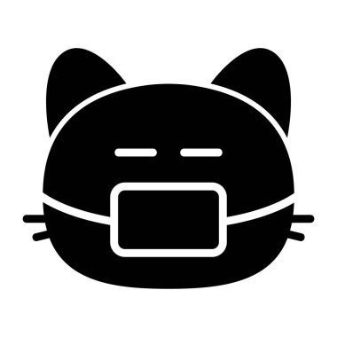 kedi Tıbbi Maskesi Glyph Simgesi