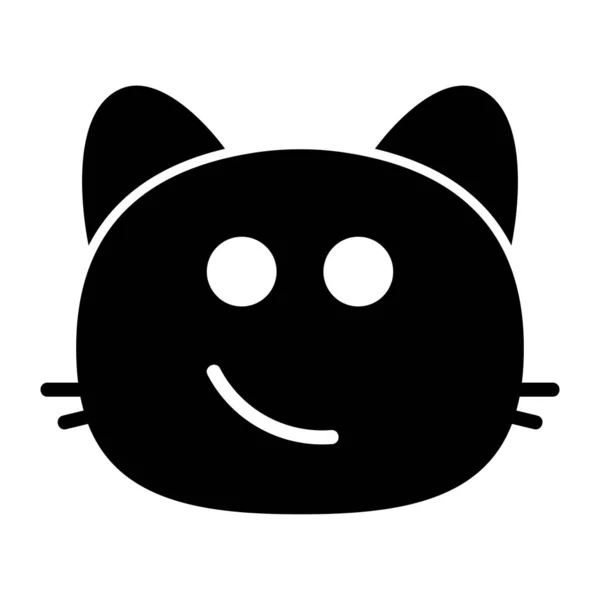 Gato sorridente rosto Glyph Ícone — Vetor de Stock