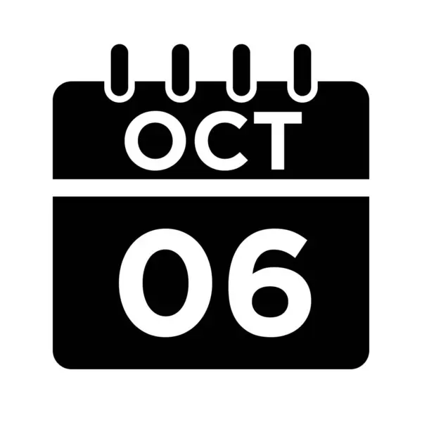 10 - Ekim - 06 Glyph Simgesi — Stok Vektör