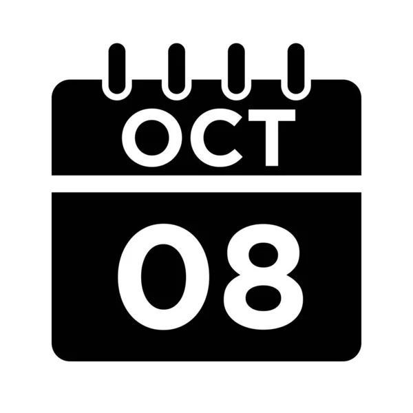10 - Ekim - 08 Glyph Simgesi — Stok Vektör