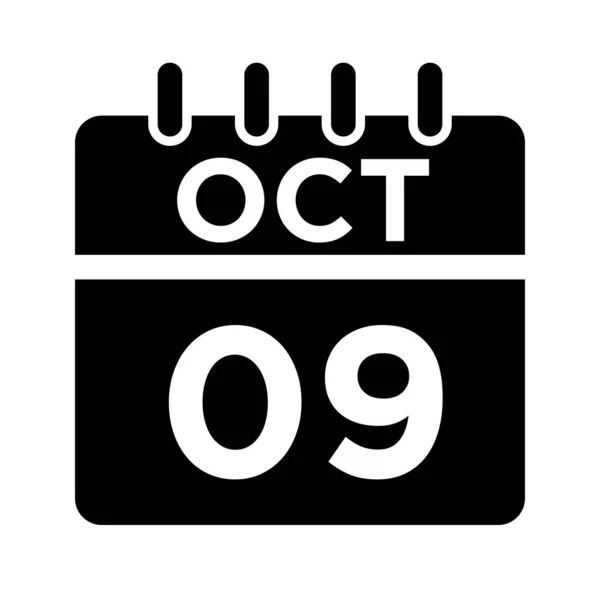 10 - Ekim - 09 Glyph Simgesi — Stok Vektör