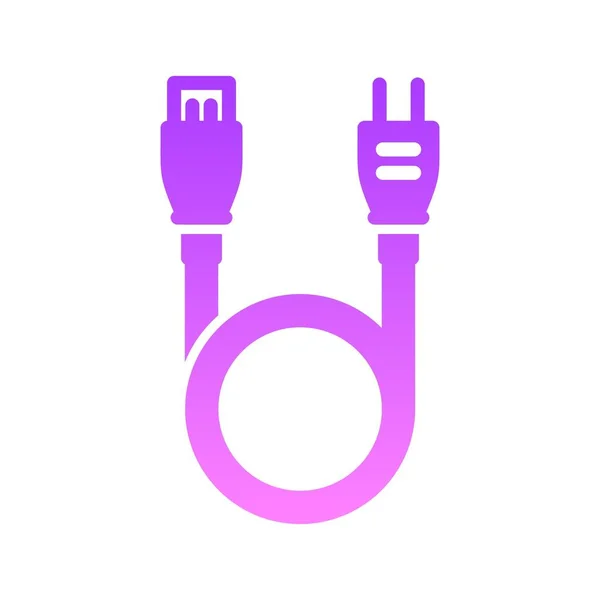 Icono de gradiente de glifo de cable de alimentación — Vector de stock