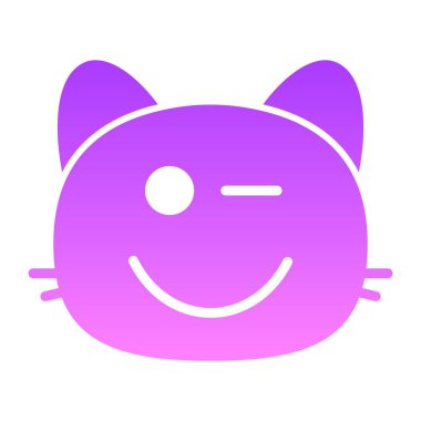 kedi göz kırpan yüz Glyph Gradyan