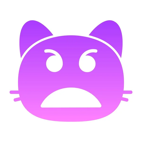 Chat en colère visage Glyphe dégradé — Image vectorielle