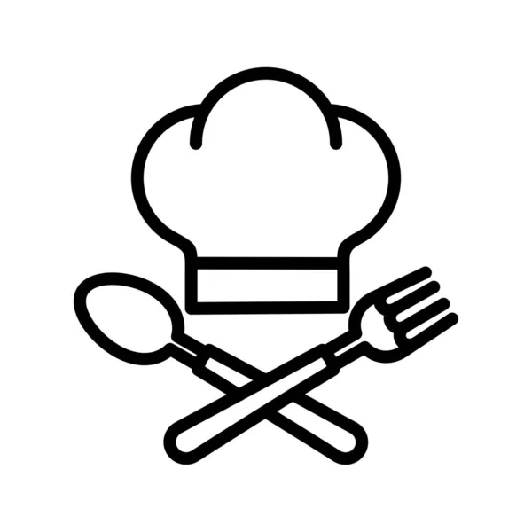 大厨帽和叉子线图标 — 图库矢量图片