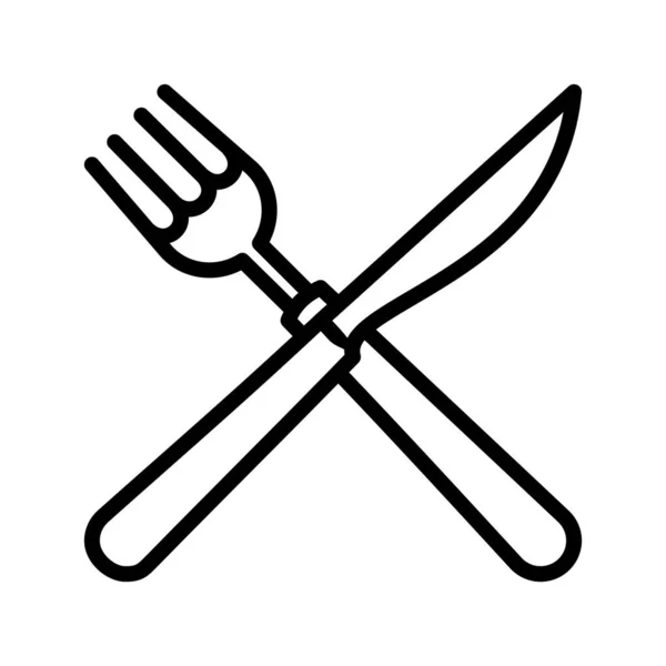 Icona linea forchetta e coltello — Vettoriale Stock