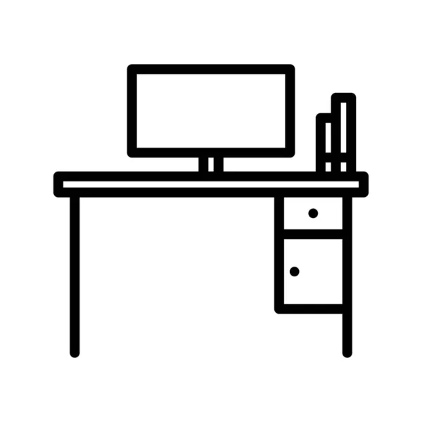 Bureau bureau ligne icône — Image vectorielle