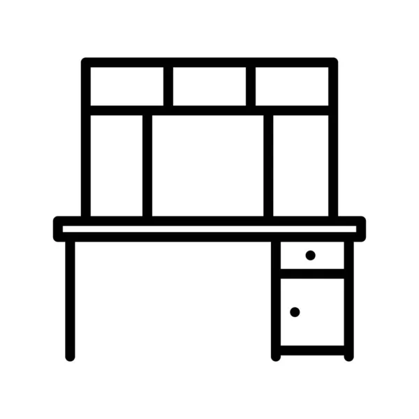 Mesa con Estantes icono Línea — Vector de stock