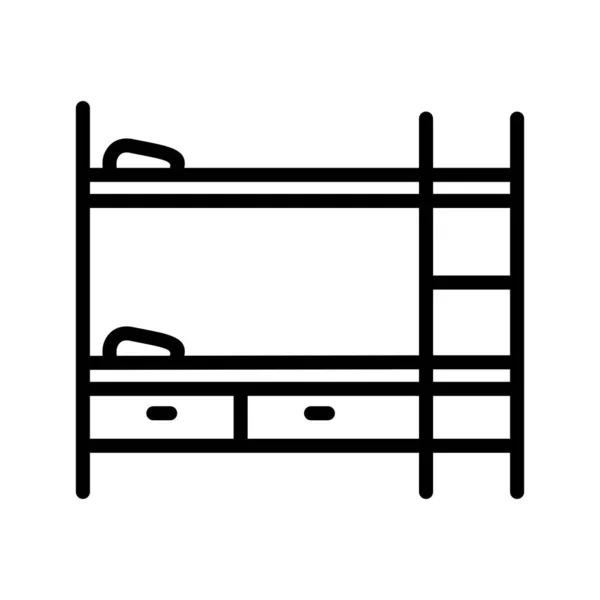 Emeletes ágy vonalikonja — Stock Vector