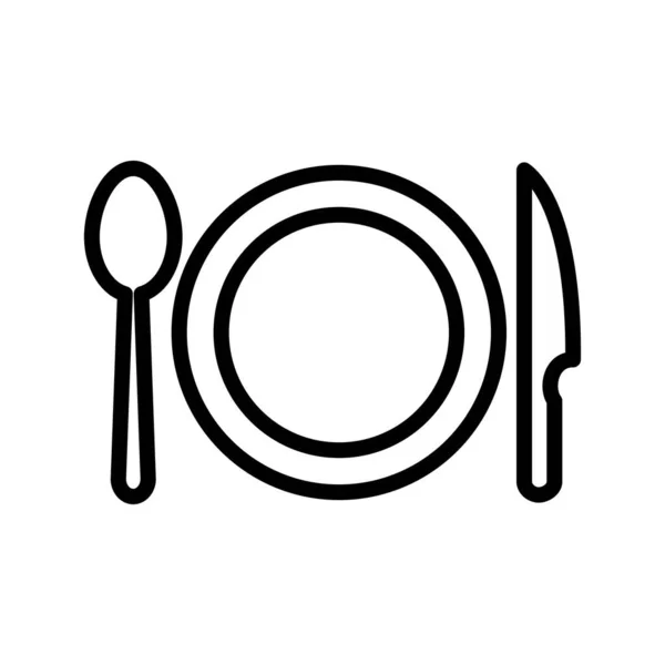 Plaque avec icône de ligne de fourche et couteau — Image vectorielle