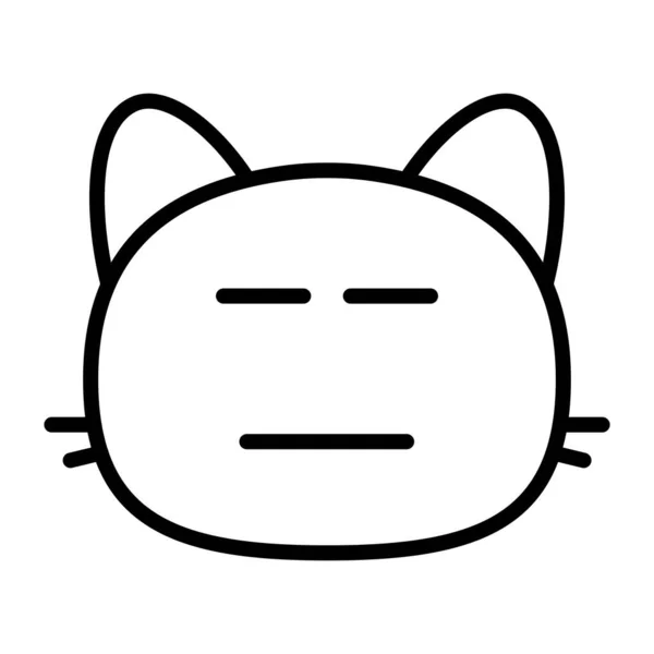 Gato expressionless Ícone de linha —  Vetores de Stock