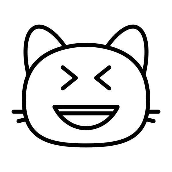 Gato sonriendo VI línea icono — Vector de stock