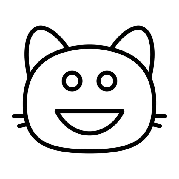 Gato sonriendo V línea icono — Vector de stock