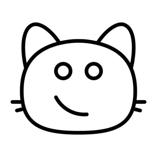 Gato sonriendo cara línea icono — Vector de stock