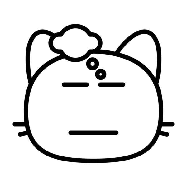 Cat thinking Line Icon — Stock Vector
