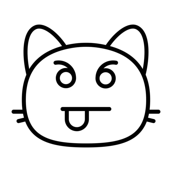 Gato lengua fuera II línea icono — Vector de stock