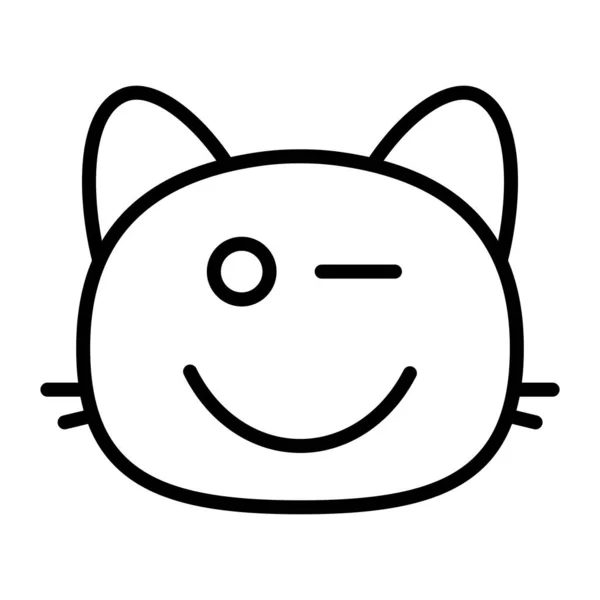 고양이 윙크하는 얼굴 라인 아이콘 — 스톡 벡터
