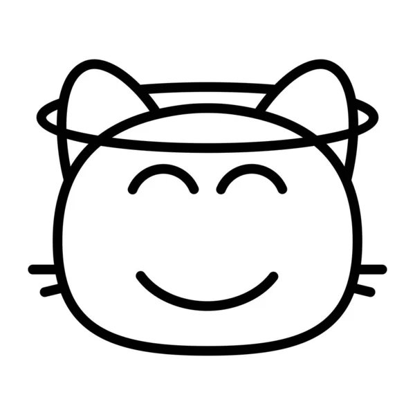 Ikon Garis malaikat kucing - Stok Vektor