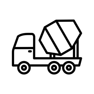 Çimento Karıştırıcı Kamyonu çizgisi siyah simge tasarımı