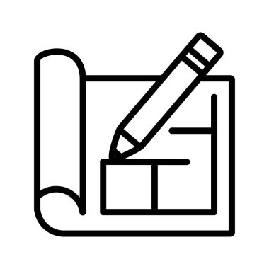 Mimari Planı satır siyah simge tasarımı