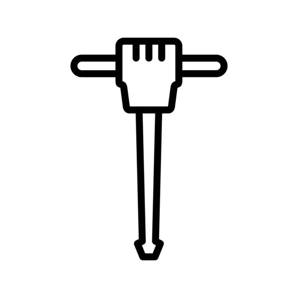 Jack Hammer Ligne Icône Noire Design — Image vectorielle
