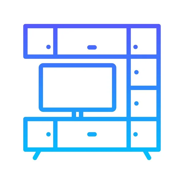 Fernseher mit Schränken Line Gradient Icon — Stockvektor