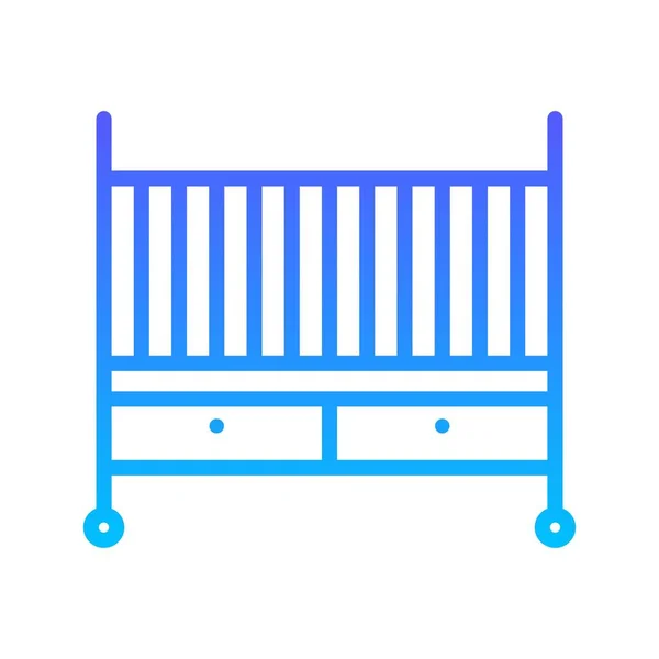 Baby Cot Line gradiens ikon — Stock Vector