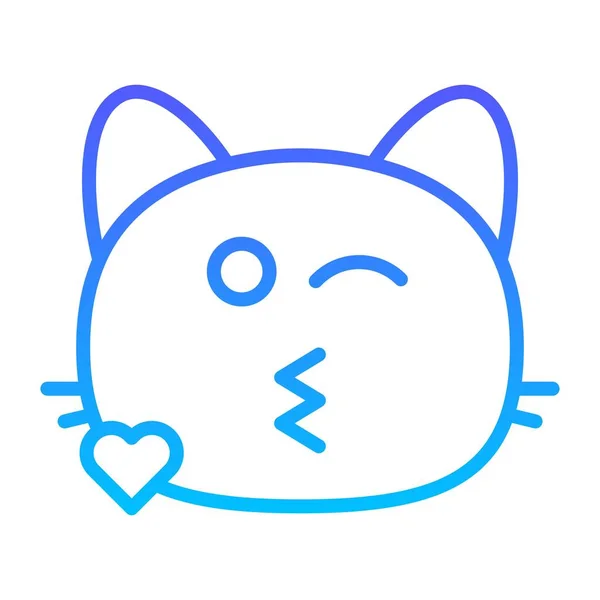 Gato beso yo línea gradiente icono — Vector de stock