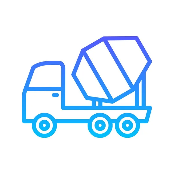 Значок градиента линии грузовика цементного смесителя — стоковый вектор
