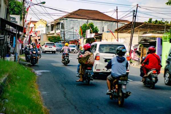 Independence Day Crowd Traffic Riders One Corner City Surakarta Indonesia — Stockfoto