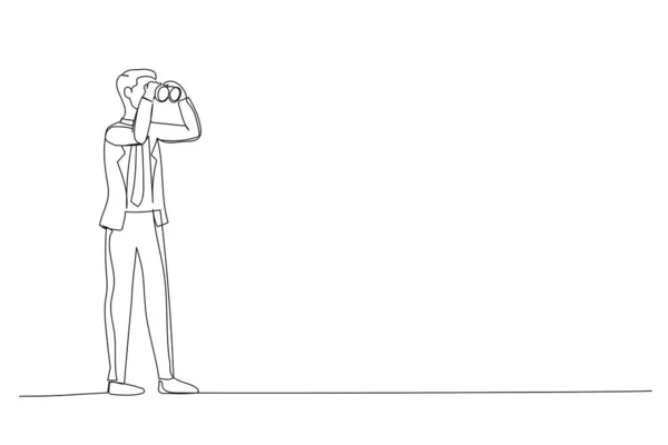 Caricatura Del Hombre Negocios Mirando Través Binocular Dirección Carrera Concepto — Archivo Imágenes Vectoriales