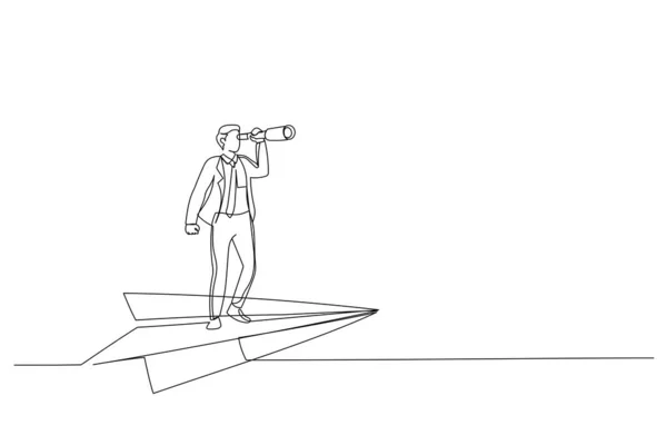 Ilustrace Manažera Letícího Papírovým Letadlem Vizionářská Investiční Příležitost Pro Ilustraci — Stockový vektor
