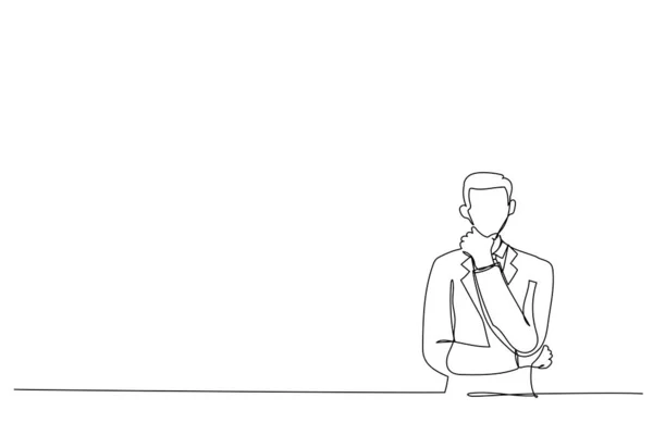 Drawing Handsome Business Man Keeping Arms Crossed Single Continuous Line —  Vetores de Stock