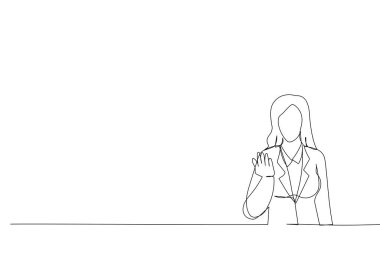 Illustration of latin business woman inviting someone. One line art style