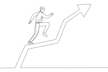 businessman growth, balance, success, business opportunities concept. Continuous line art