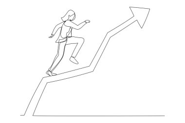 Cartoon of growth, balance, success, business opportunities concept. Continuous line art