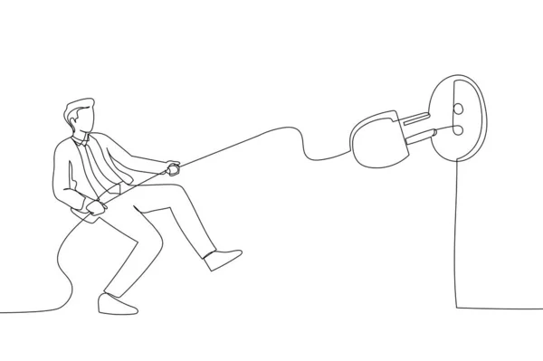 Illustration Man Pulling Electric Cord Unplug Money Ecology Power One — Stockvector