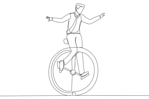 Drawing Businessman Riding Vintage Clock Bicycle Time Management Work Life — Vetor de Stock