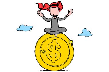 Arabian investor praying for more income and profit. Cartoon vector illustration design