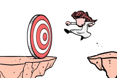Arabic businessman taking risk to achieve target. Cartoon vector illustration design 