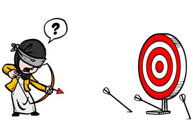 Stressed muslim sales woman try to shoot unclear target. Concept of goal setting failure.