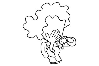 Stressed business woman startled looking at wirst watch. Late for appointment concept. Cartoon vector illustration design