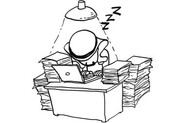 Arab man fell asleep when working overnight. Cartoon vector illustration design.