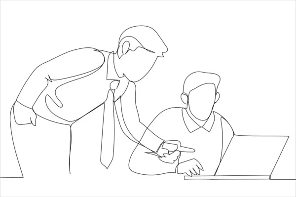 Ceo Coaching New Employee Single Continuous Line Art Style —  Vetores de Stock