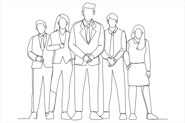 Cartoon Confident Business People Continuous Line Art Style — Stockový vektor