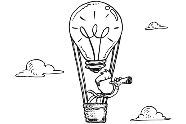 Businessman Using Ballon Ideas Searching New Business Opportunities Vision Concept — Vector de stock