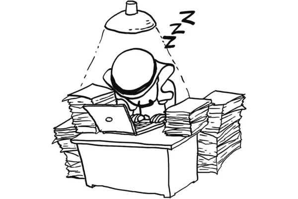 Arab Man Fell Asleep Working Overnight Cartoon Vector Illustration Design — Stock vektor