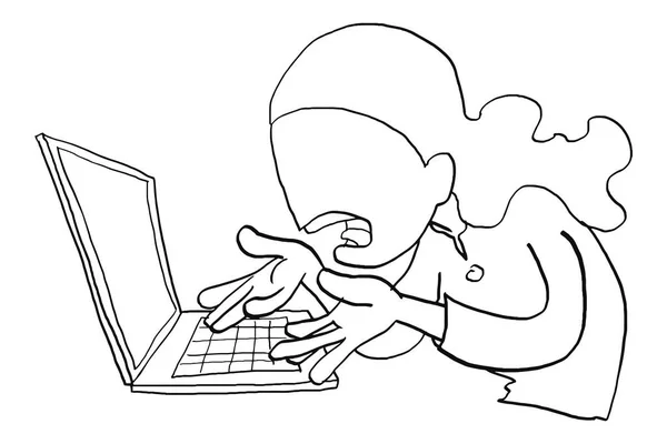 Stress Angry Businesswoman Shouting Laptop Cartoon Vector Illustration Design — Vector de stock